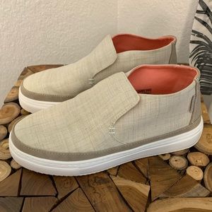 Hey Dude Peyton linen beige high top sneaker
